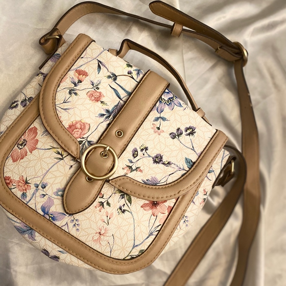 Floral Tan Crossbody Bag | Excellent Condition